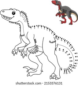 Dot to Dot Utahraptor Dinosaur Coloring Isolated