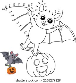 Dot to Dot Vampire Bat Halloween Isolated Coloring