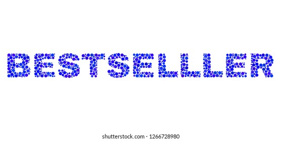 Dot vector Bestselller text isolated on a white background. Bestselller mosaic tag of circle dots in various sizes.