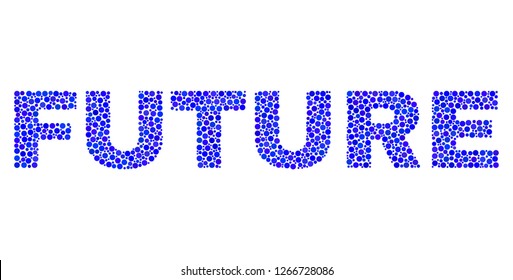 Dot vector Future text isolated on a white background. Future mosaic title of circle dots in various sizes.