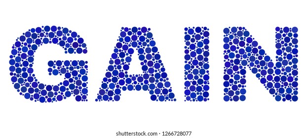 Dot vector Gain text isolated on a white background. Gain mosaic name of circle dots in various sizes.