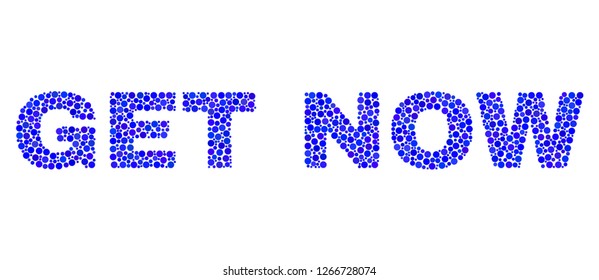 Dot vector Get Now text isolated on a white background. Get Now mosaic title of circle dots in various sizes.