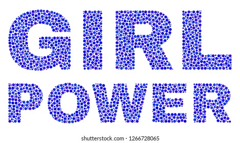 Dot vector Girl Power text isolated on a white background. Girl Power mosaic tag of circle dots in various sizes.