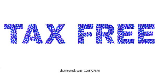 Dot vector Tax Free text isolated on a white background. Tax Free mosaic tag of circle dots in various sizes.