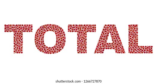 Dot vector Total text isolated on a white background. Total mosaic label of circle dots in various sizes.