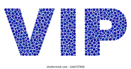 Dot vector Vip text isolated on a white background. Vip mosaic tag of circle dots in various sizes.
