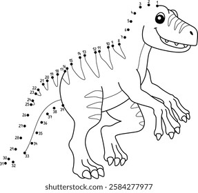 Dot to Dot Velociraptor Dinosaur Animal Isolated