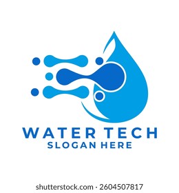 Dot water drop technology logo design vector template