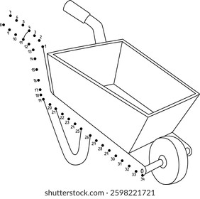 Dot to Dot Wheelbarrow Isolated Coloring Page 