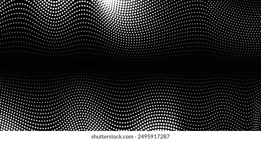 Dot white black wave technology texture background. Abstract big data digital concept. 3d rendering.