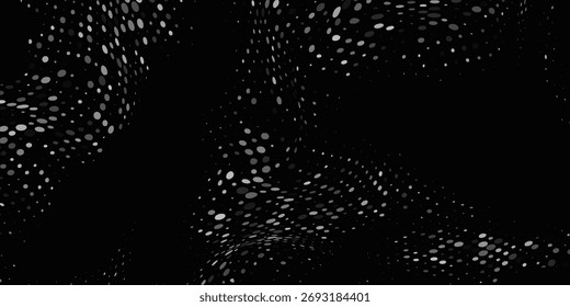 Dot white black wave technology texture background. Abstract big data digital concept. 3d rendering.