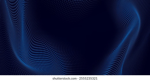 Dot white blue wave light screen gradient texture background. Abstract technology big data digital 