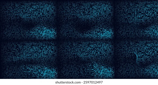 Dot white blue wave light screen gradient texture background. Abstract technology big data digital background. 3d rendering.