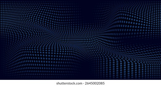 Dot white blue wave light screen gradient texture background. Abstract technology big data digital background.