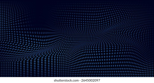 Dot white blue wave light screen gradient texture background. Abstract technology big data digital background.
