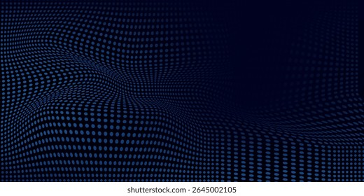 Dot white blue wave light screen gradient texture background. Abstract technology big data digital background.