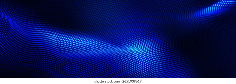 Dot white blue wave light screen gradient texture background. Abstract  technology big data digital background. 3d rendering.
