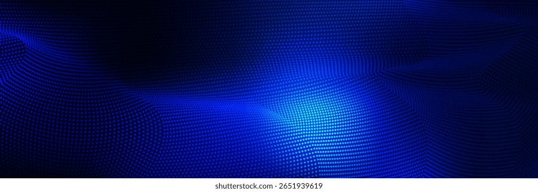Dot white blue wave light screen gradient texture background. Abstract  technology big data digital background. 3d rendering.