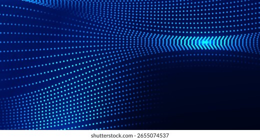Fondo de textura de gradiente de pantalla de luz de onda azul blanco. Fondo digital de big data de tecnología Abstractas. Renderización 3D.