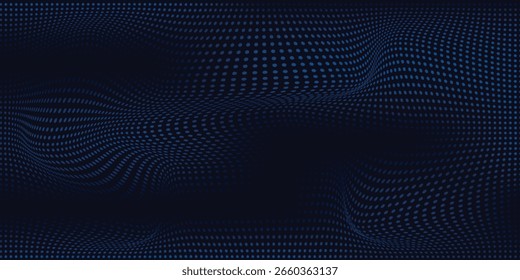 Dot white blue wave light screen gradient texture background. Abstract technology big data digital background.