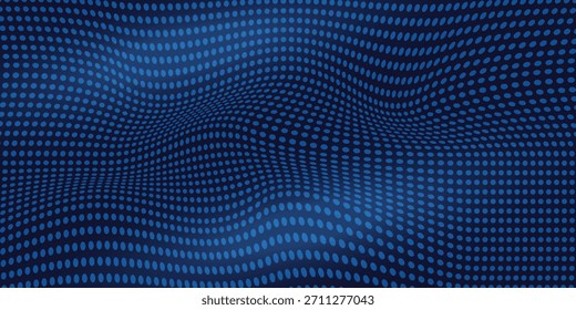 Dot white blue wave light screen gradient texture background. Abstract technology big data digital background.