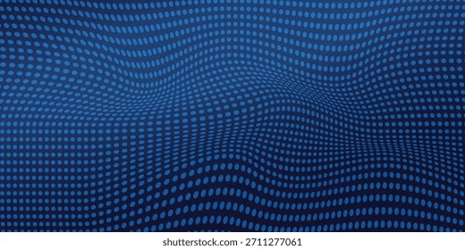 Dot white blue wave light screen gradient texture background. Abstract technology big data digital background.