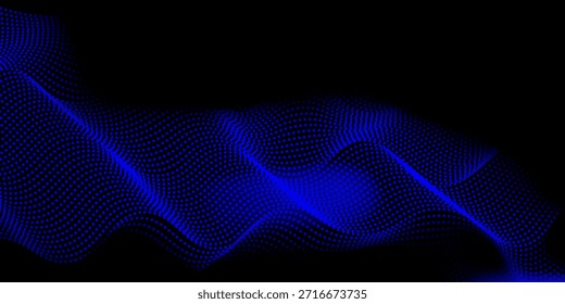 Punkt weiße blaue Welle Licht Bildschirm Farbverlauf Textur Hintergrund. Abstrakte Technologie Big Data digitalen Hintergrund. 3D-Rendering
