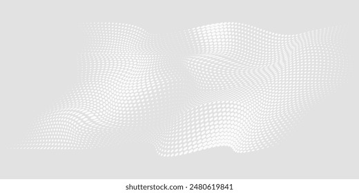 Dot white gray wave light technology texture background. Abstract big data digital concept. 3d rendering.