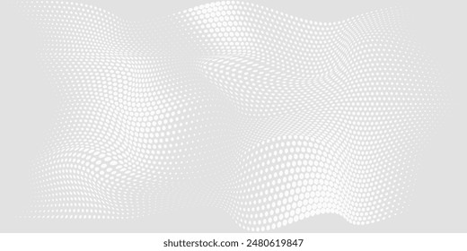 Dot white gray wave light technology texture background. Abstract big data digital concept. 3d rendering.