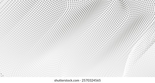 Dot white gray wave light technology texture background. Abstract big data digital concep