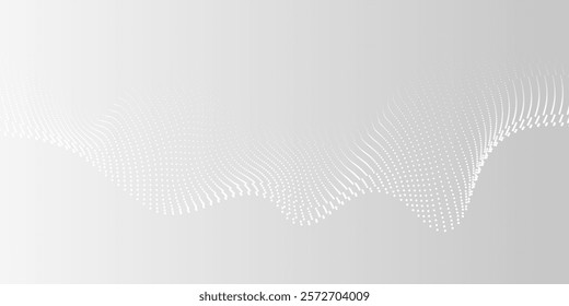 Dot white gray wave light technology texture background. Abstract big data digital concept.