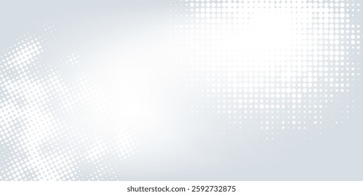 Dot white gray wave light technology texture background. Abstract big data digital concept modern halftone