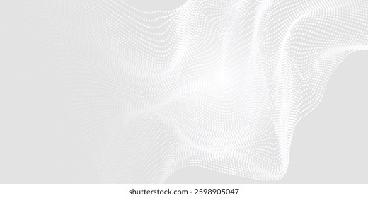Dot white gray wave light technology texture background. Abstract big data digital concept. 3d rendering.