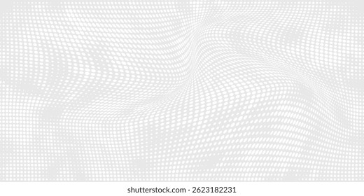 Punkt weiße graue Welle Licht Technologie Textur Hintergrund. Abstraktes digitales Big Data Konzept. modern