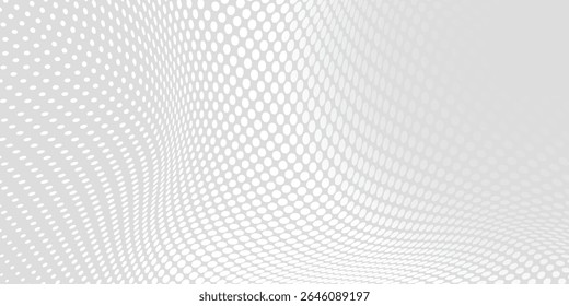 Dot white gray wave light technology texture background. halftone modern halftone