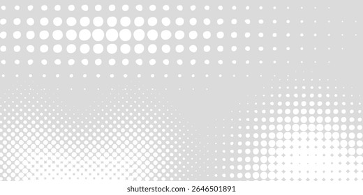 Fundo de textura da tecnologia da luz da onda cinza branca do ponto. Resumo conceito digital de big data moderno pontilhado. Ilustração vetorial