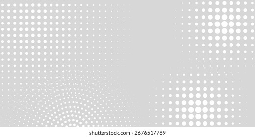 Fundo de textura da tecnologia da luz da onda cinza branca do ponto. fundo moderno do meio-tom pontilhado
