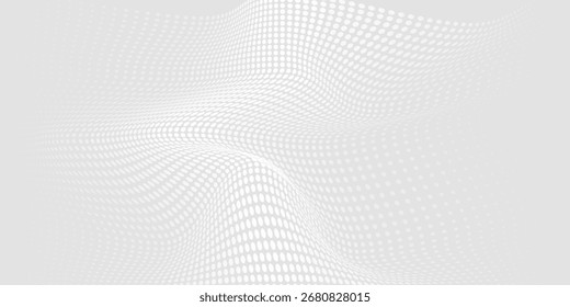 Fundo de textura da tecnologia da luz da onda cinza branca do ponto. Resumo conceito digital de big data. renderização 3d.