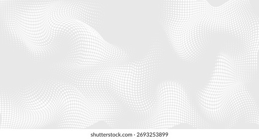 Punkt weiße graue Welle Licht Technologie Textur Hintergrund. Halbtonmoderne