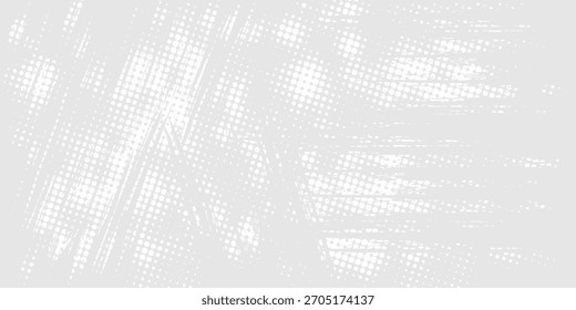 Fundo de textura da tecnologia da luz da onda cinza branca do ponto. Meio-tom digital de big data abstrato