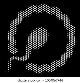 Dot white insemination icon on a black background. Vector halftone composition of insemination symbol formed with round points.