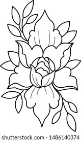 dot work rose design tattoo 