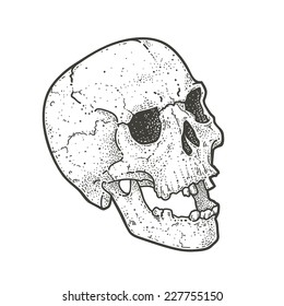 Dot work skull illustration.