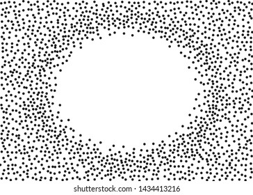 Dot work sphere. Pointillism style. Vintage engraved ball. Chaotic halftone circle vector logo symbol. Abstract dotted globe illustration on white background. Vector splatter of calligraphy ink
