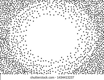 Dot work sphere. Pointillism style. Vintage engraved ball. Chaotic halftone circle vector logo symbol. Abstract dotted globe illustration on white background. Vector splatter of calligraphy ink
