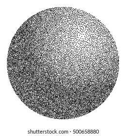 dot work sphere, vintage engraved ball - design element
