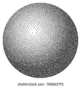 dot work sphere, vintage engraved ball - design element