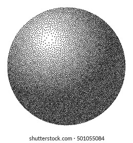 dot work sphere, vintage engraved ball - design element
