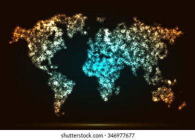 Dot world map. Colorful infographic banner. Vector illustration