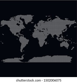 Dot world map on black background. Vector Illustration
